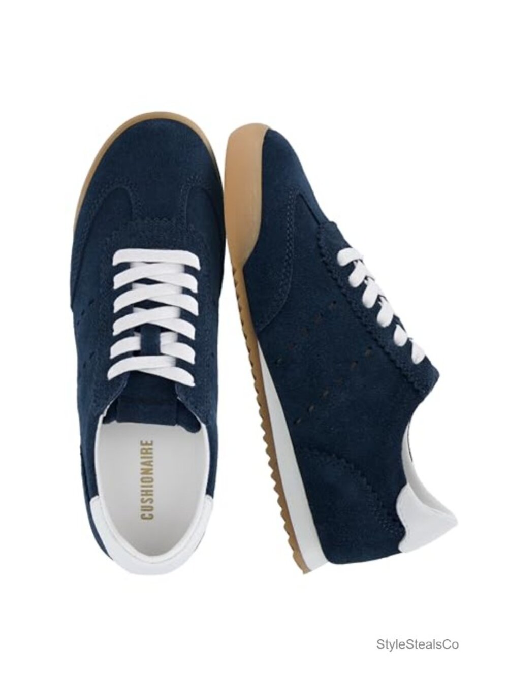 Genuine Leather Suede Lightweight Retro Sneakers Women Casual Lace-Up Cushioned